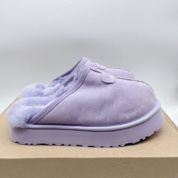 UGG Disquette Genuine Shearling Platform Fur Slide Slipper Sage Blossom Wms US 7 - Picture 6 of 13